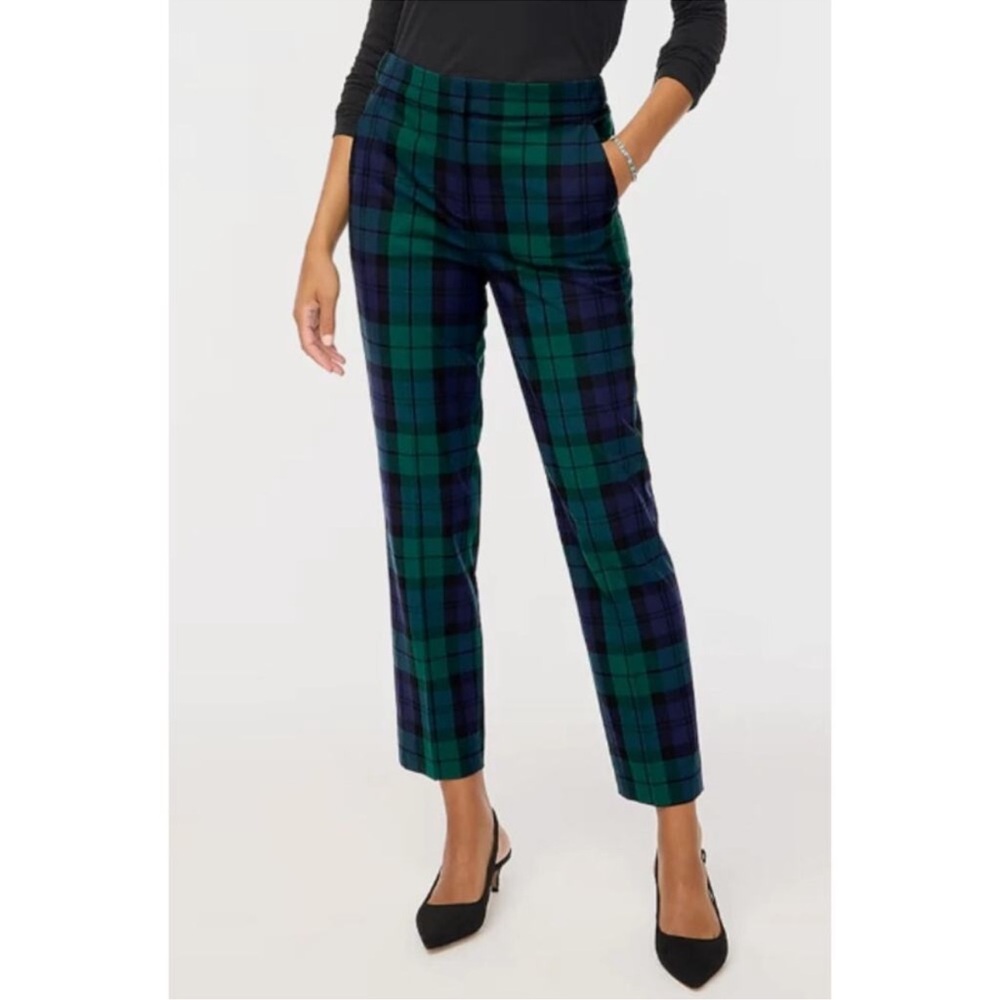 J. Crew Factory Plaid Pants in Green and Blue